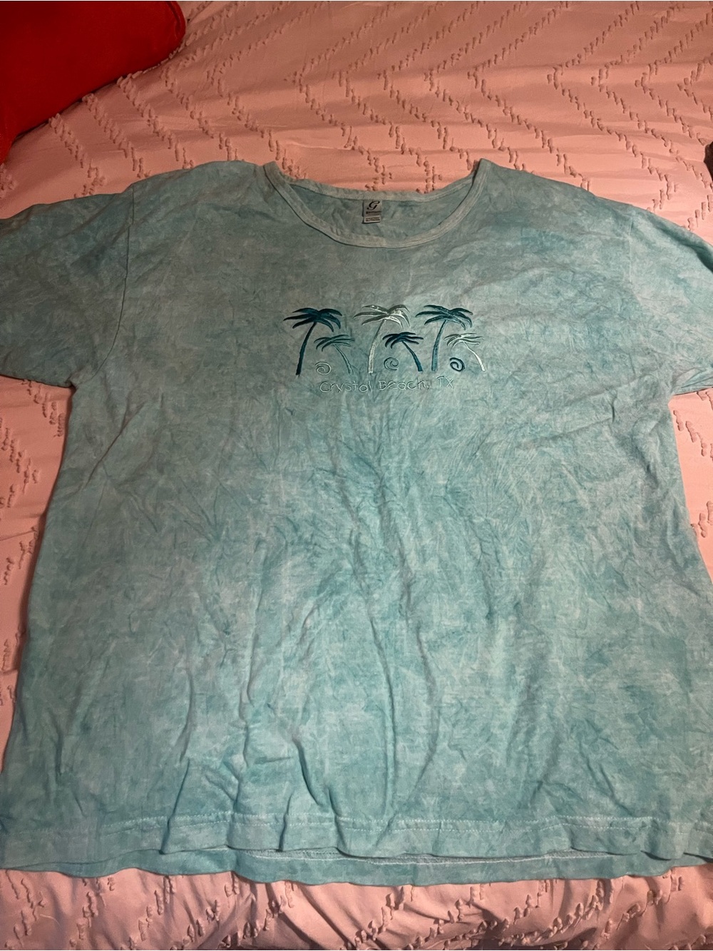 Alstyle Light Teal Palm-Graphic Short Sleeve T-Shirt